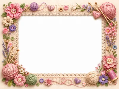 Knitting and Crafting Themed Decorative Border Frame