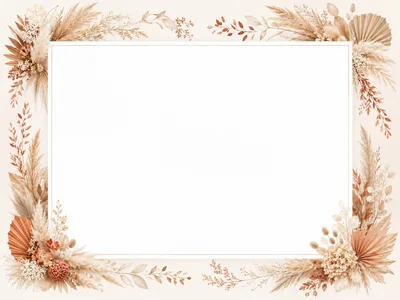 Boho Dried Floral Frame With Blank Center