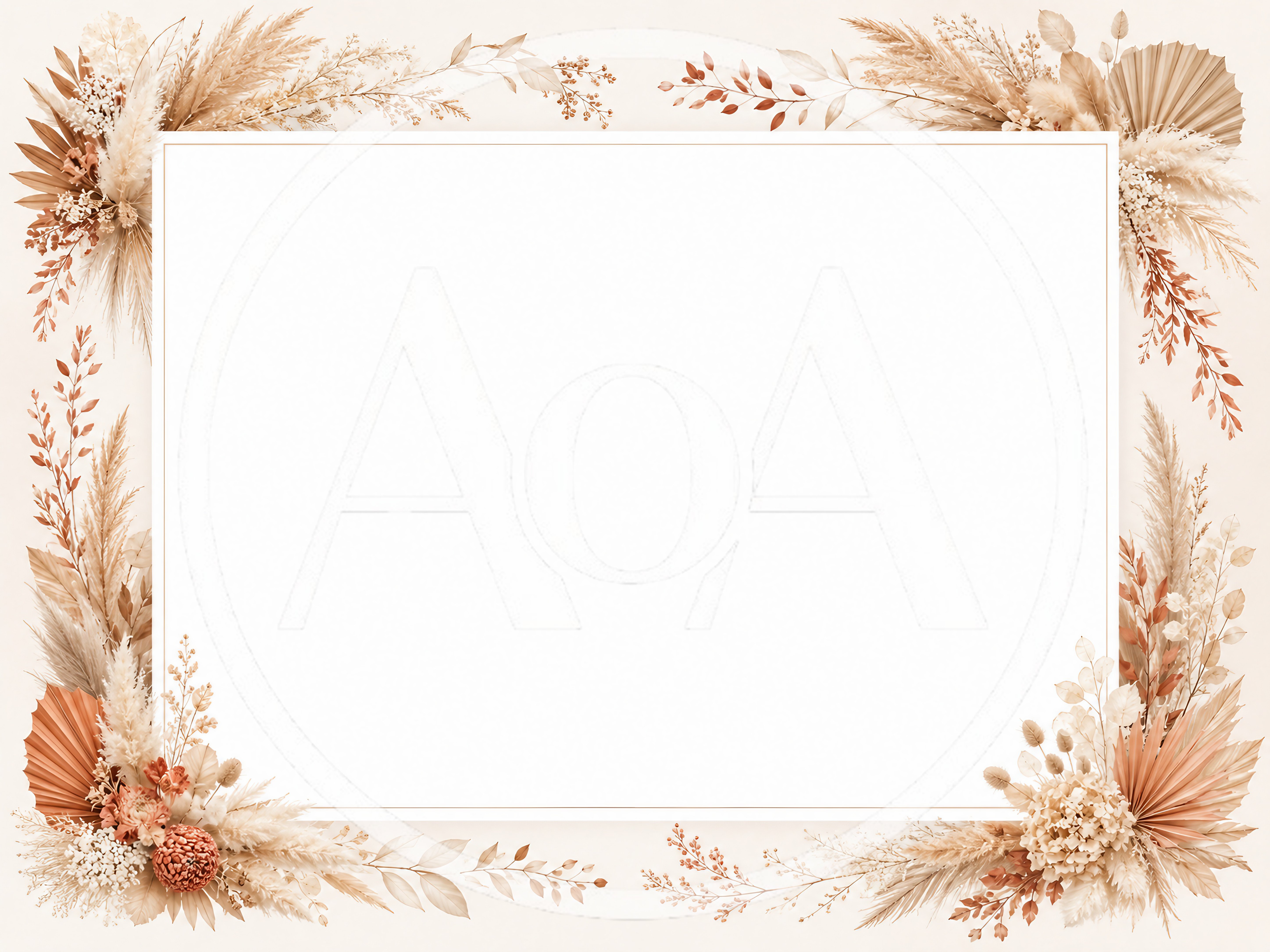Boho Dried Floral Frame With Blank Center