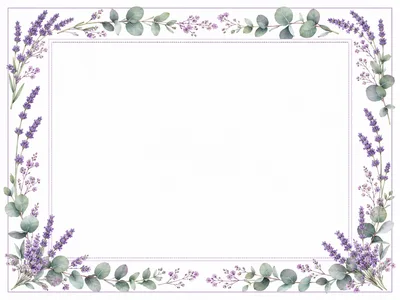 Floral Frame With Lavender And Eucalyptus Leaves