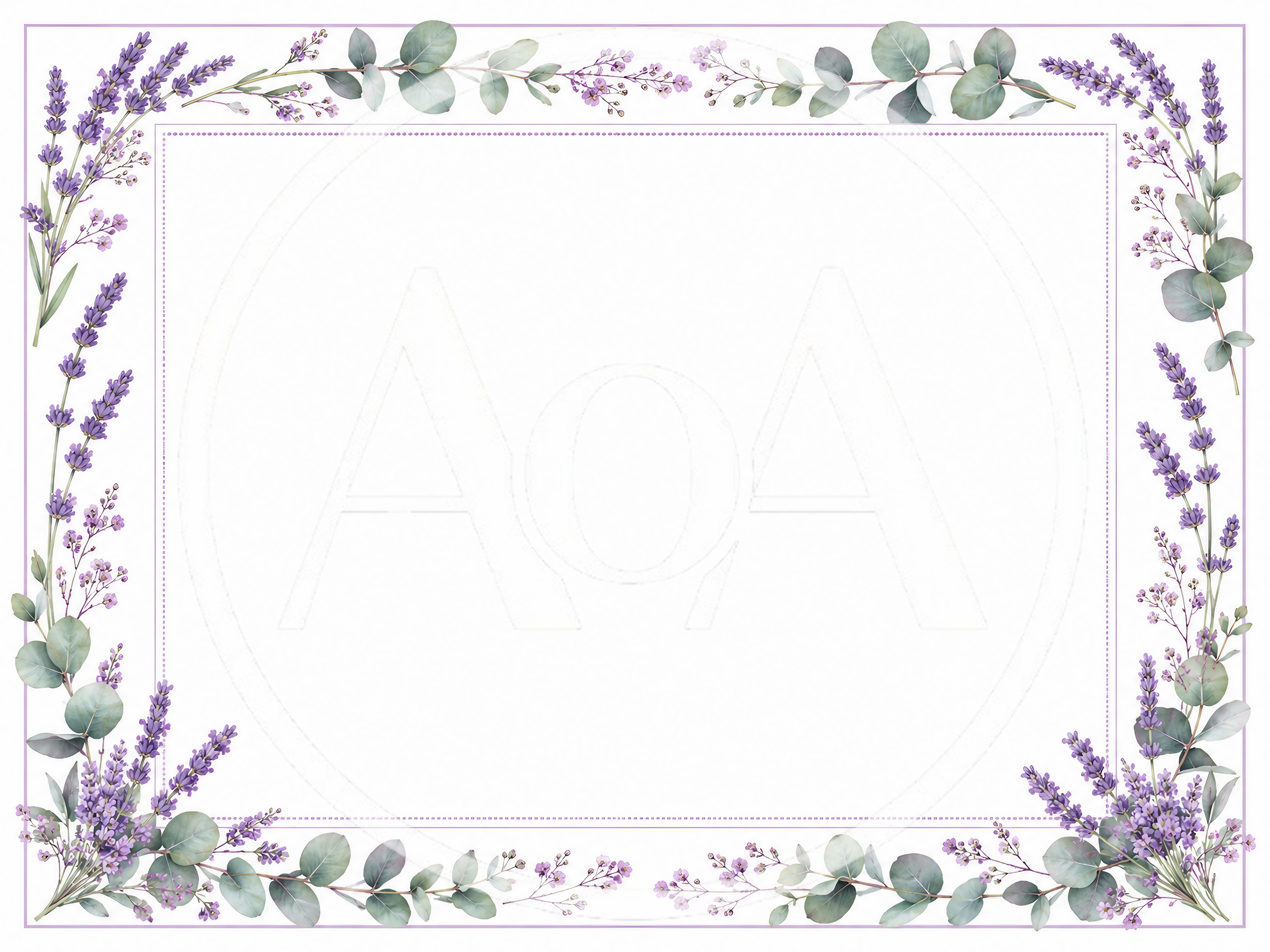 Floral Frame With Lavender And Eucalyptus Leaves