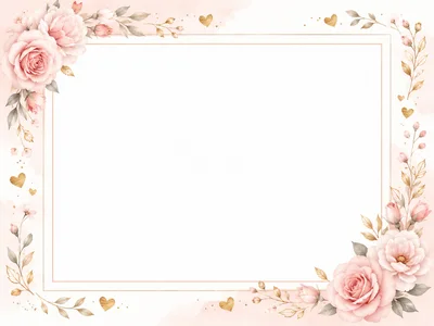 Elegant Floral Wedding Invitation Frame With Pink Roses