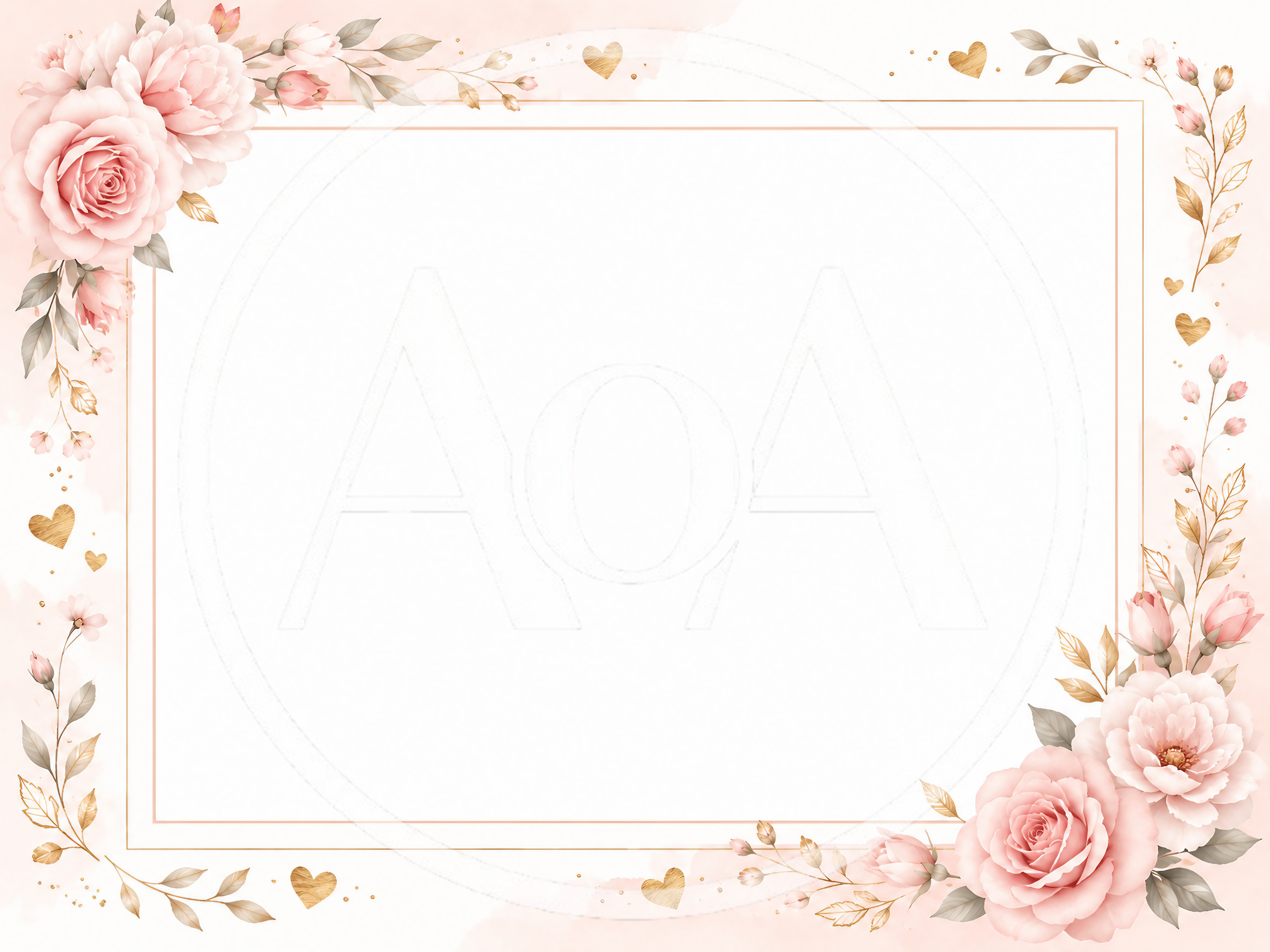 Elegant Floral Wedding Invitation Frame With Pink Roses
