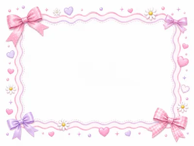 Cute Pastel Decorative Frame With Bows And Flowers
