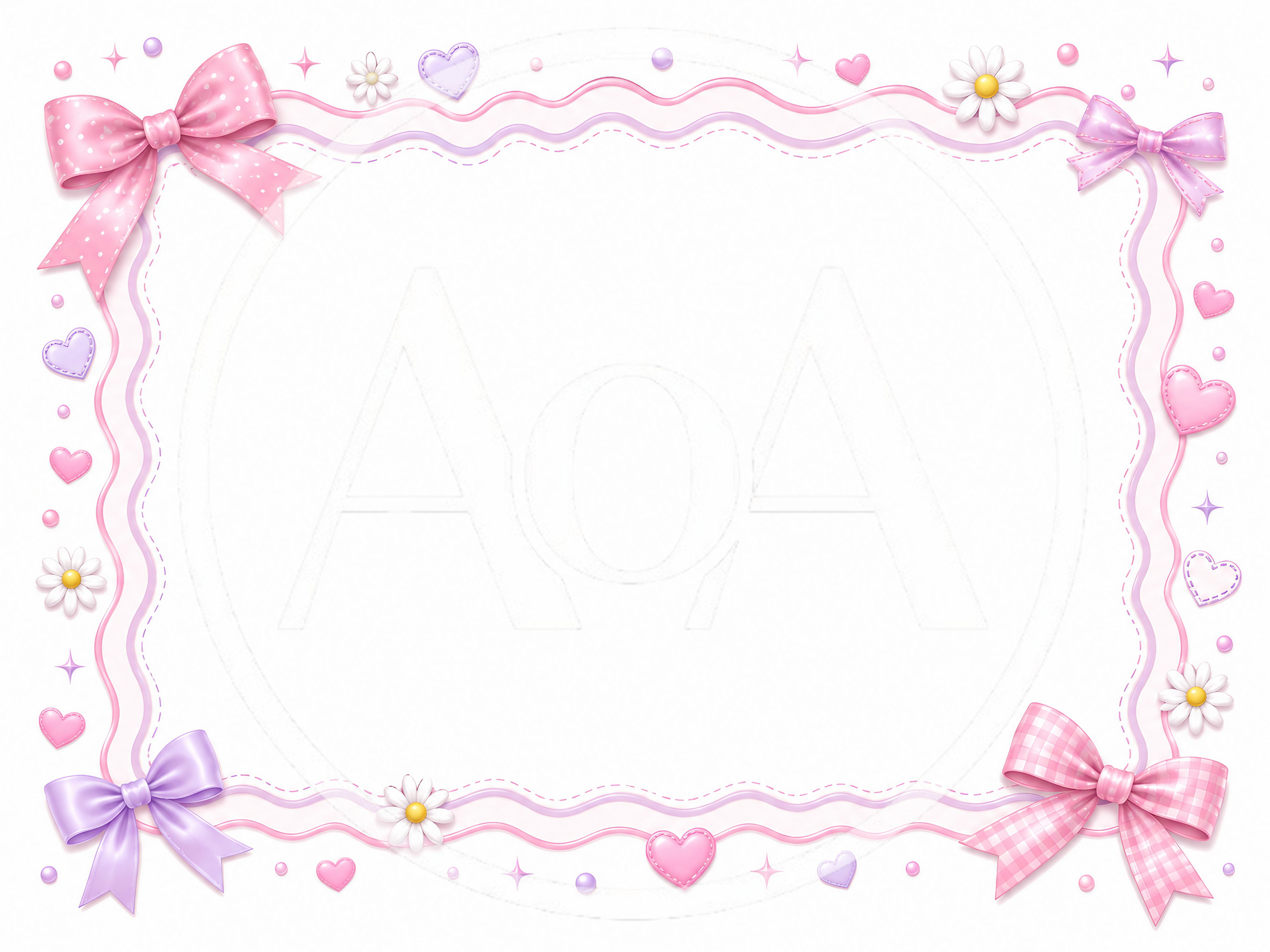 Cute Pastel Decorative Frame With Bows And Flowers