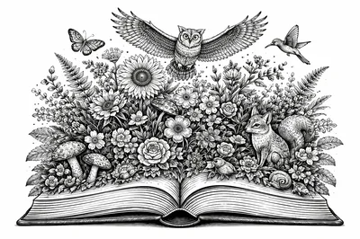 Enchanted Nature Illustration With Animals And Flowers