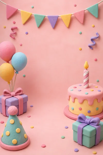 Clay Style Birthday Celebration Party Elements