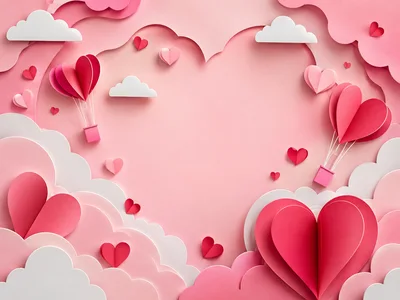 Paper Craft Valentine Heart Hot Air Balloons