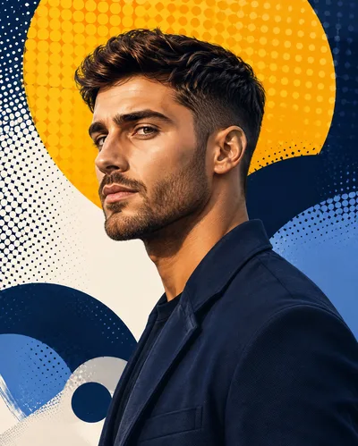 Portrait Of A Handsome Man In A Navy Blazer