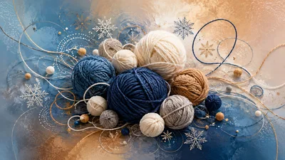 Assorted Yarn Balls With Decorative Snowflakes