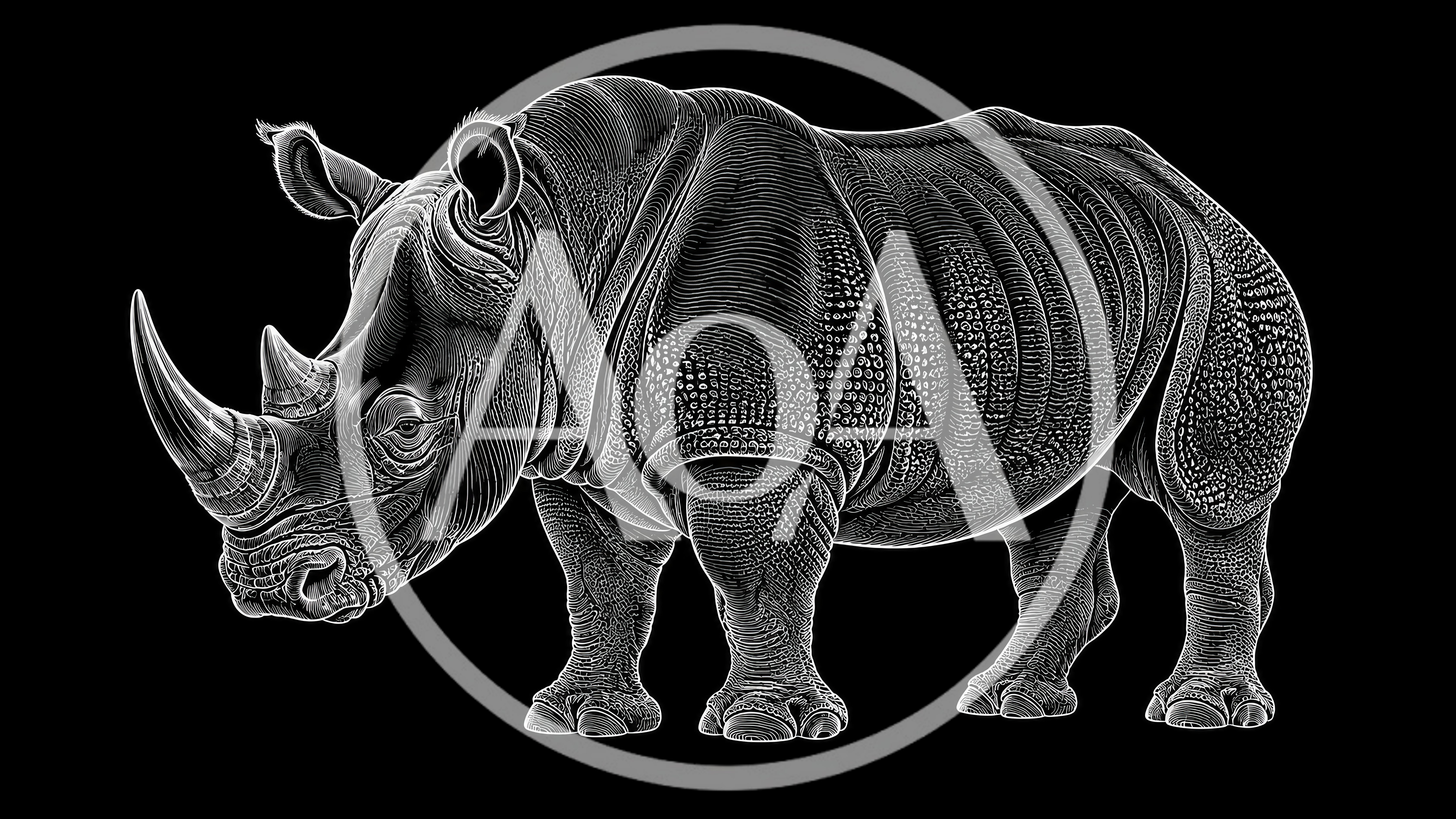 Stylized Digital Illustration Of A Rhinoceros