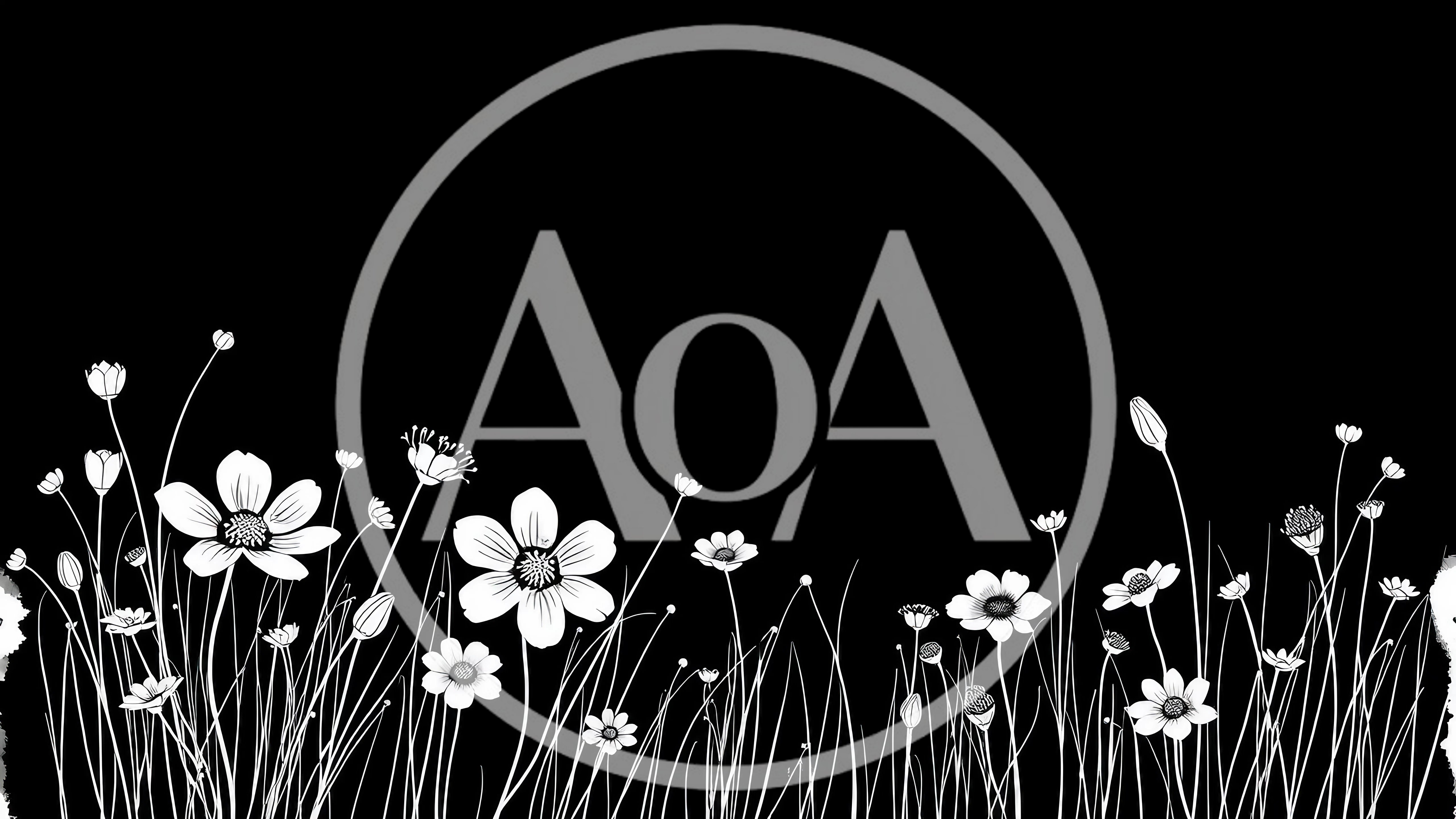 Black And White Floral Meadow Silhouette Illustration