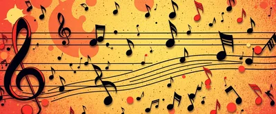 Abstract Musical Background With Floating Notes And Treble Clef