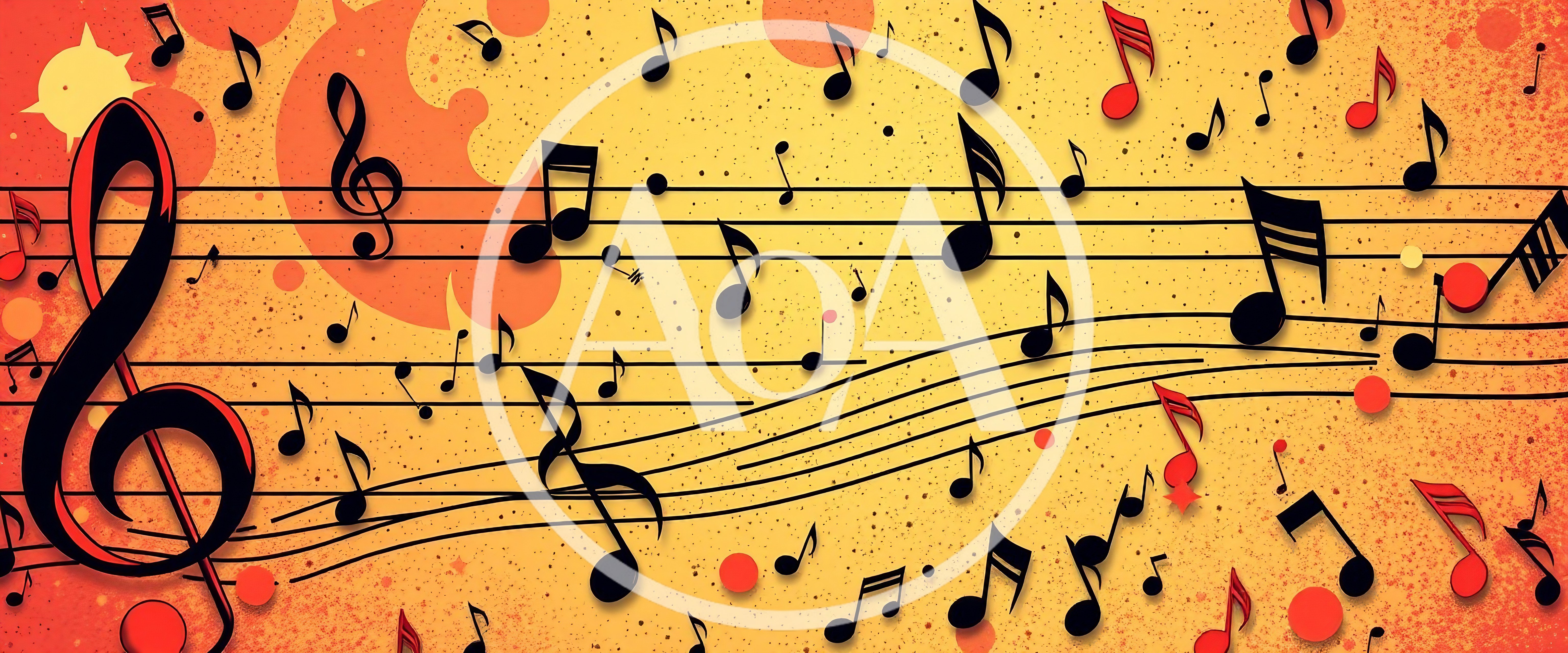 Abstract Musical Background With Floating Notes And Treble Clef