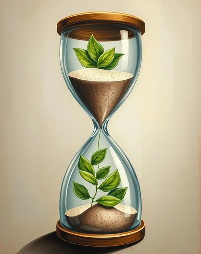Hourglass With Growing Plant Inside Glass Bulbs