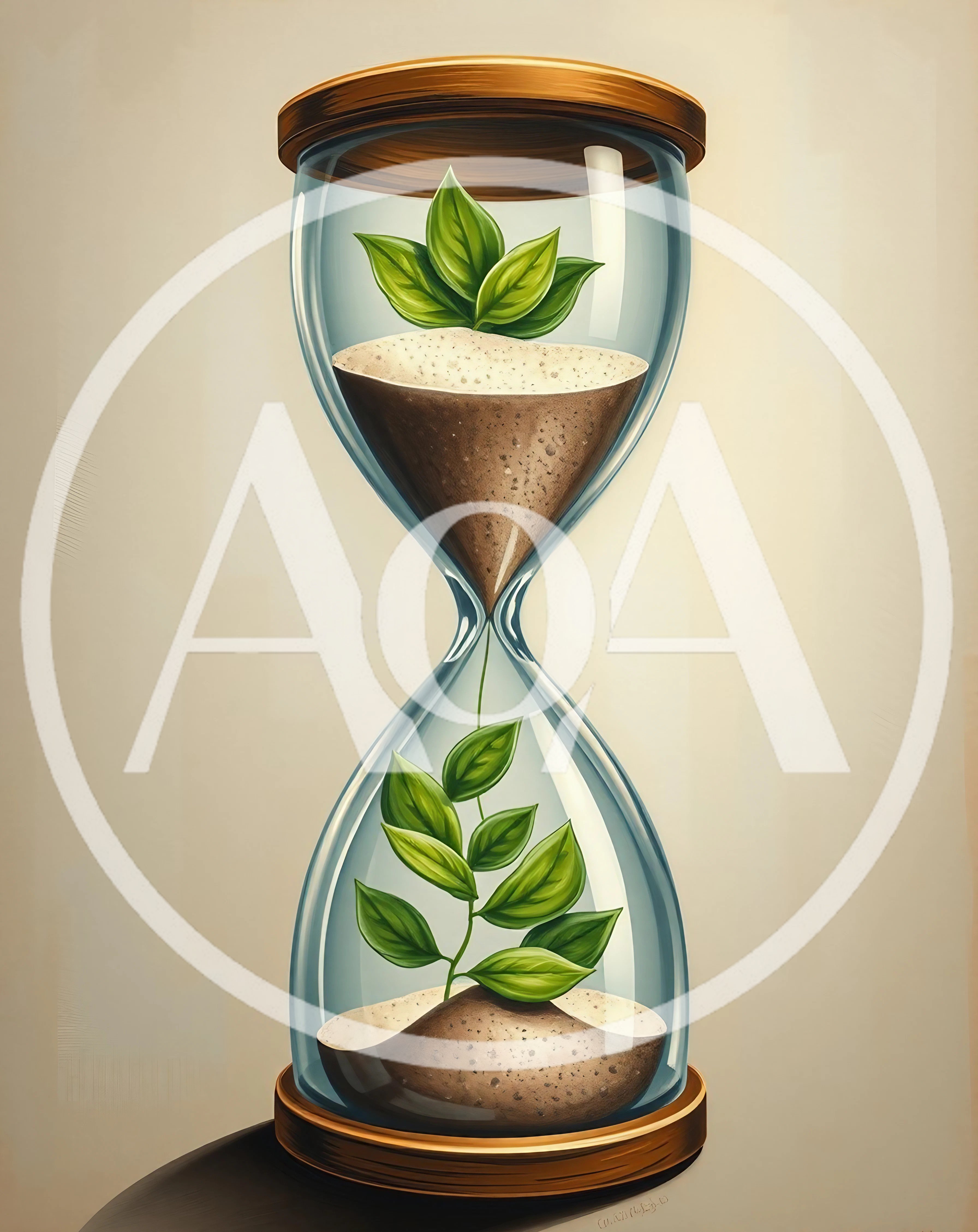 Hourglass With Growing Plant Inside Glass Bulbs