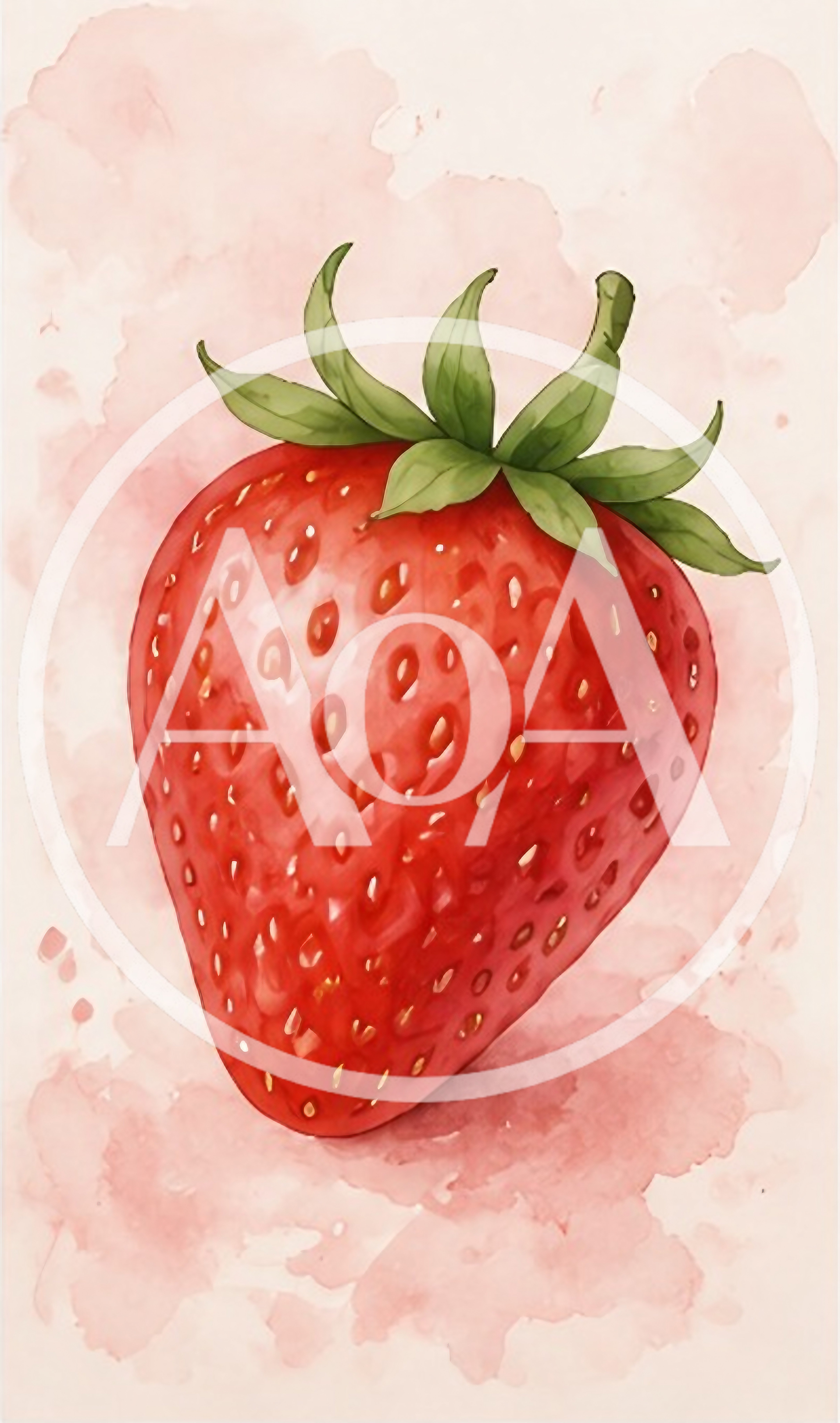 Watercolor Illustration Of A Single Ripe Strawberry