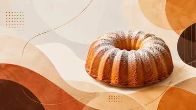 Bundt Cake With Powdered Sugar On Abstract Background