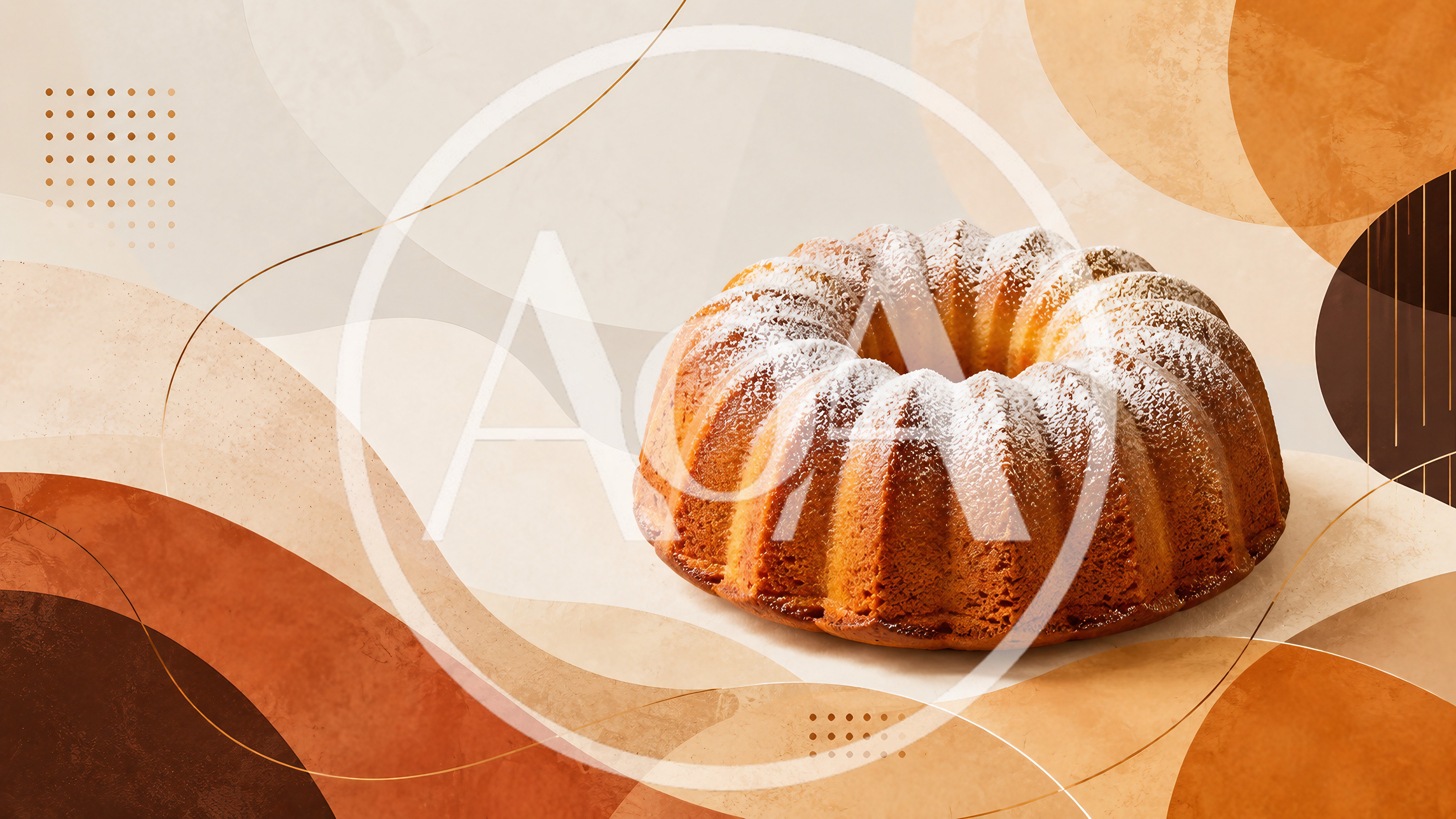 Bundt Cake With Powdered Sugar On Abstract Background
