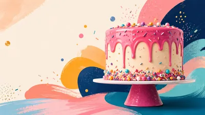 Pink Drip Cake on a Decorative Stand