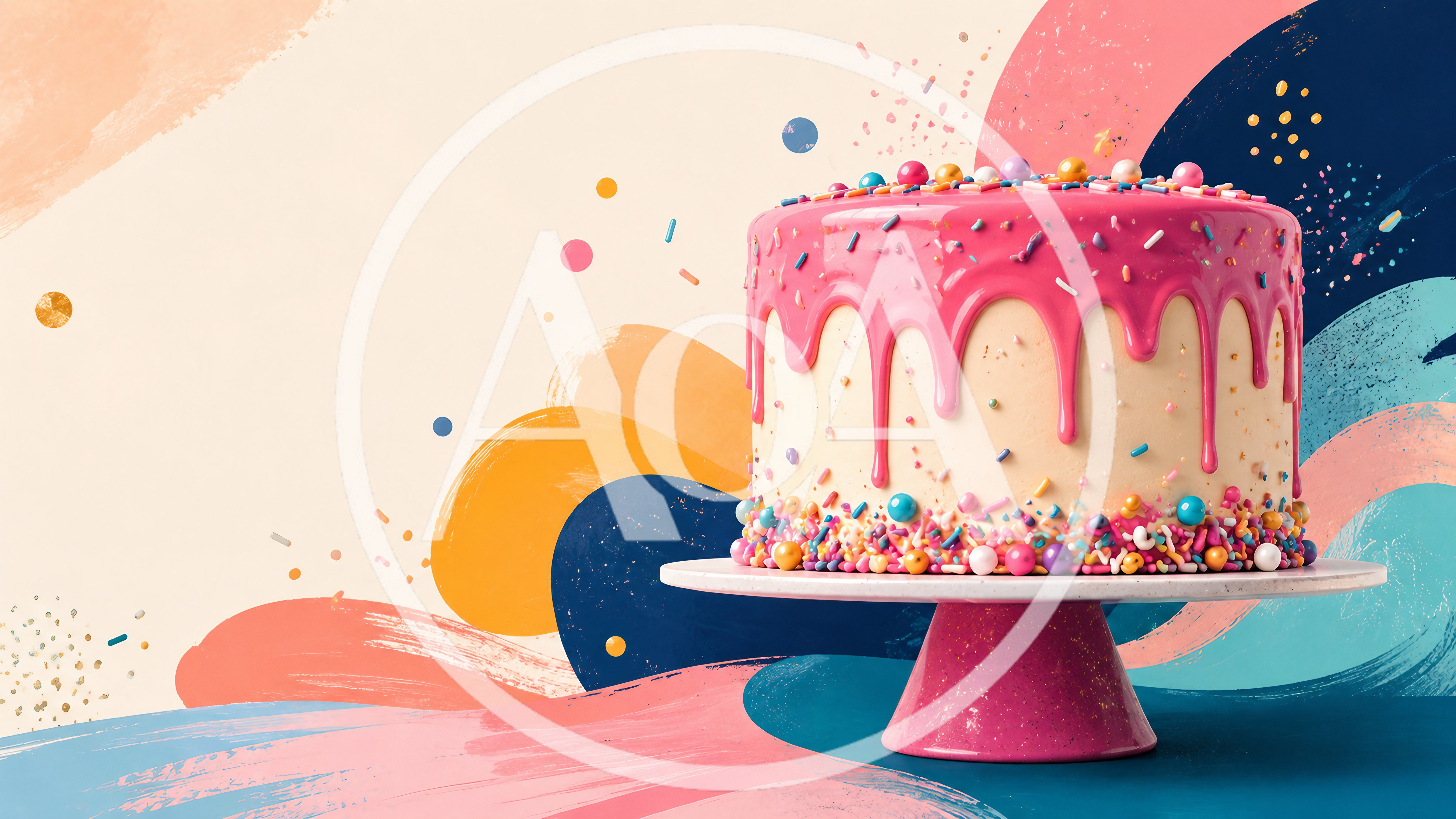 Pink Drip Cake on a Decorative Stand