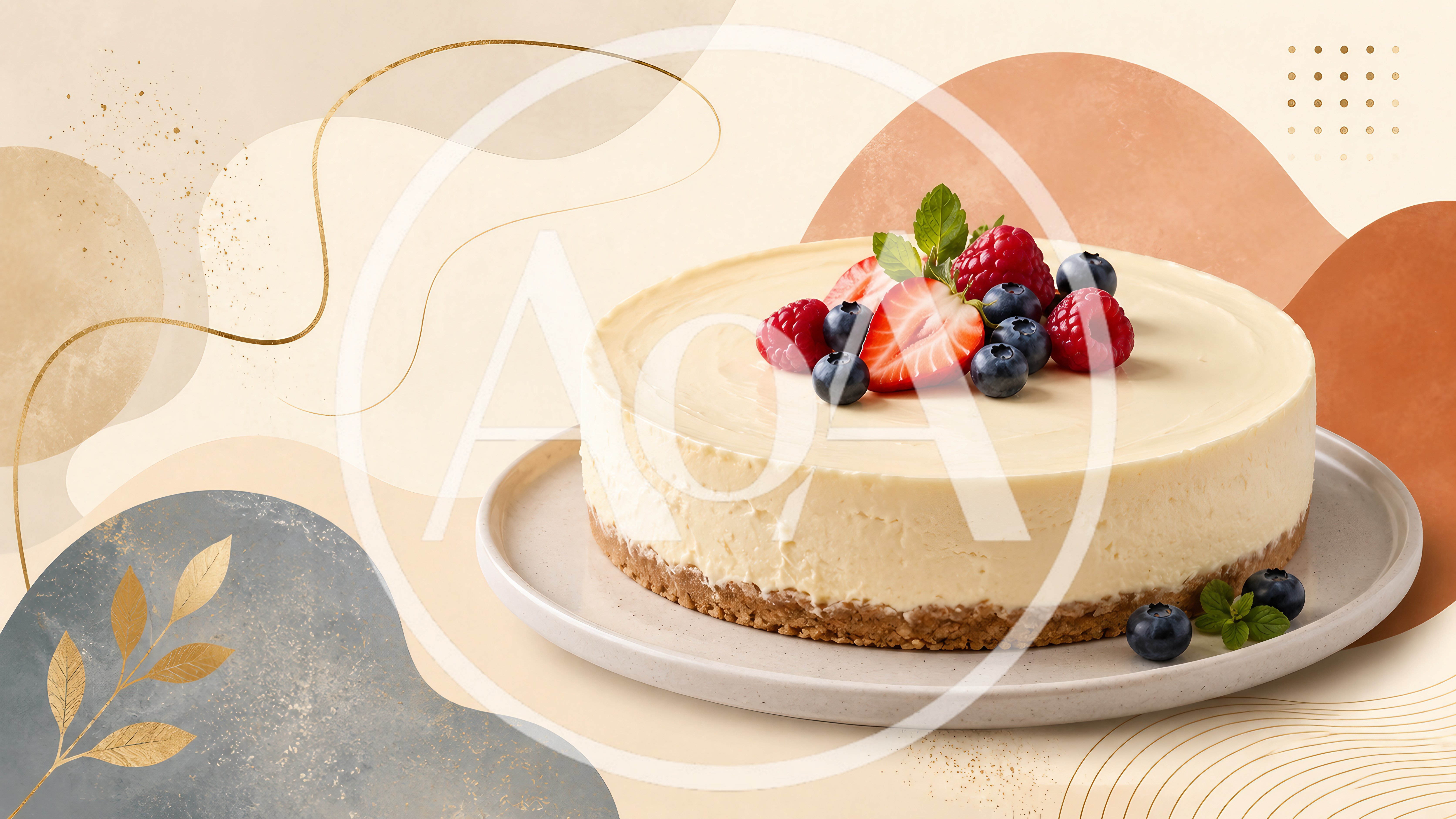 Creamy Cheesecake Topped With Fresh Berries On A Plate