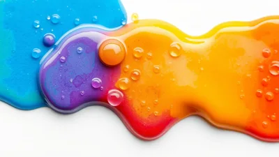 Vibrant Liquid Paint Splatter With Bubbles