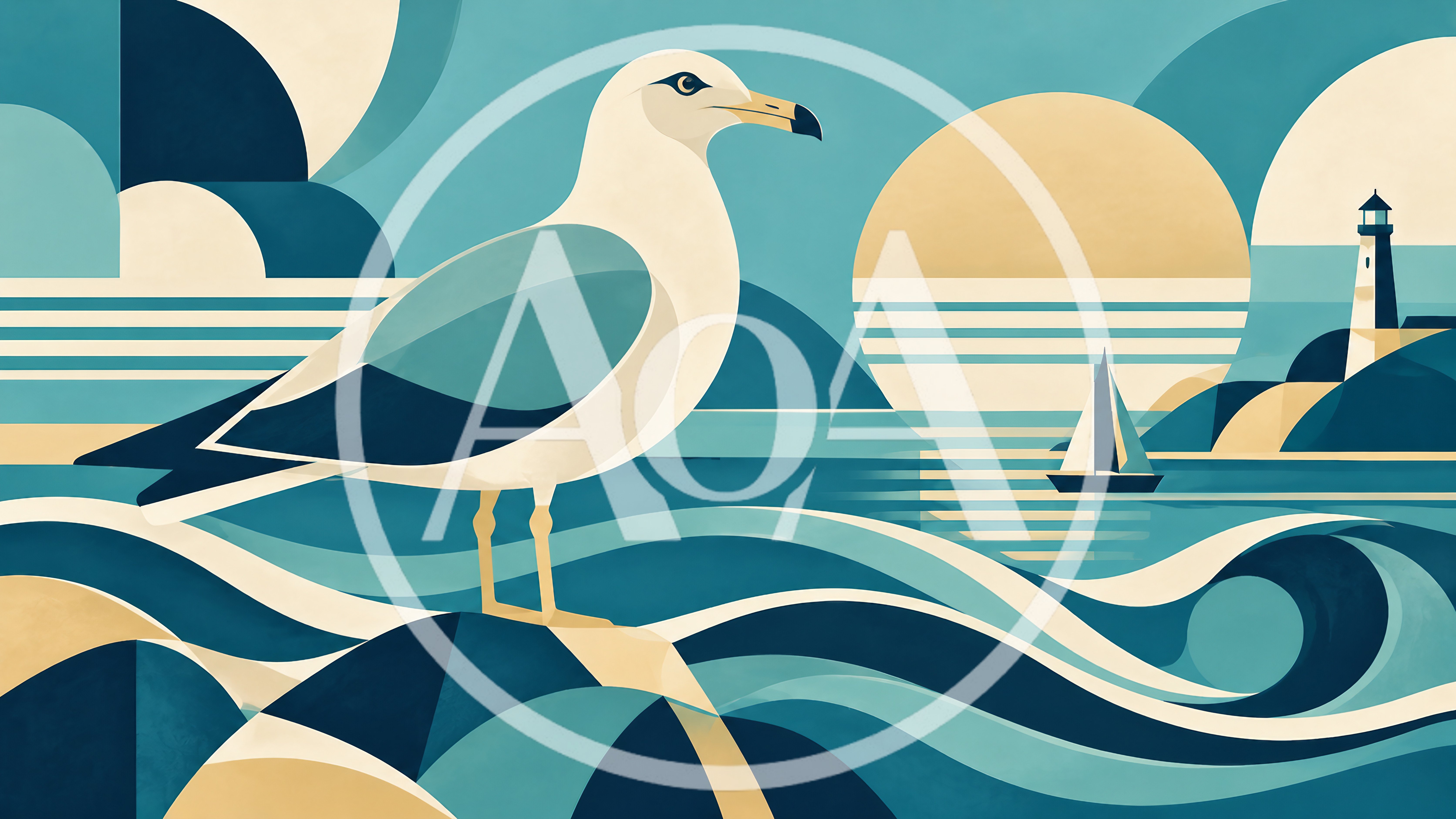 Stylized Seagull Standing On Rocks By The Sea