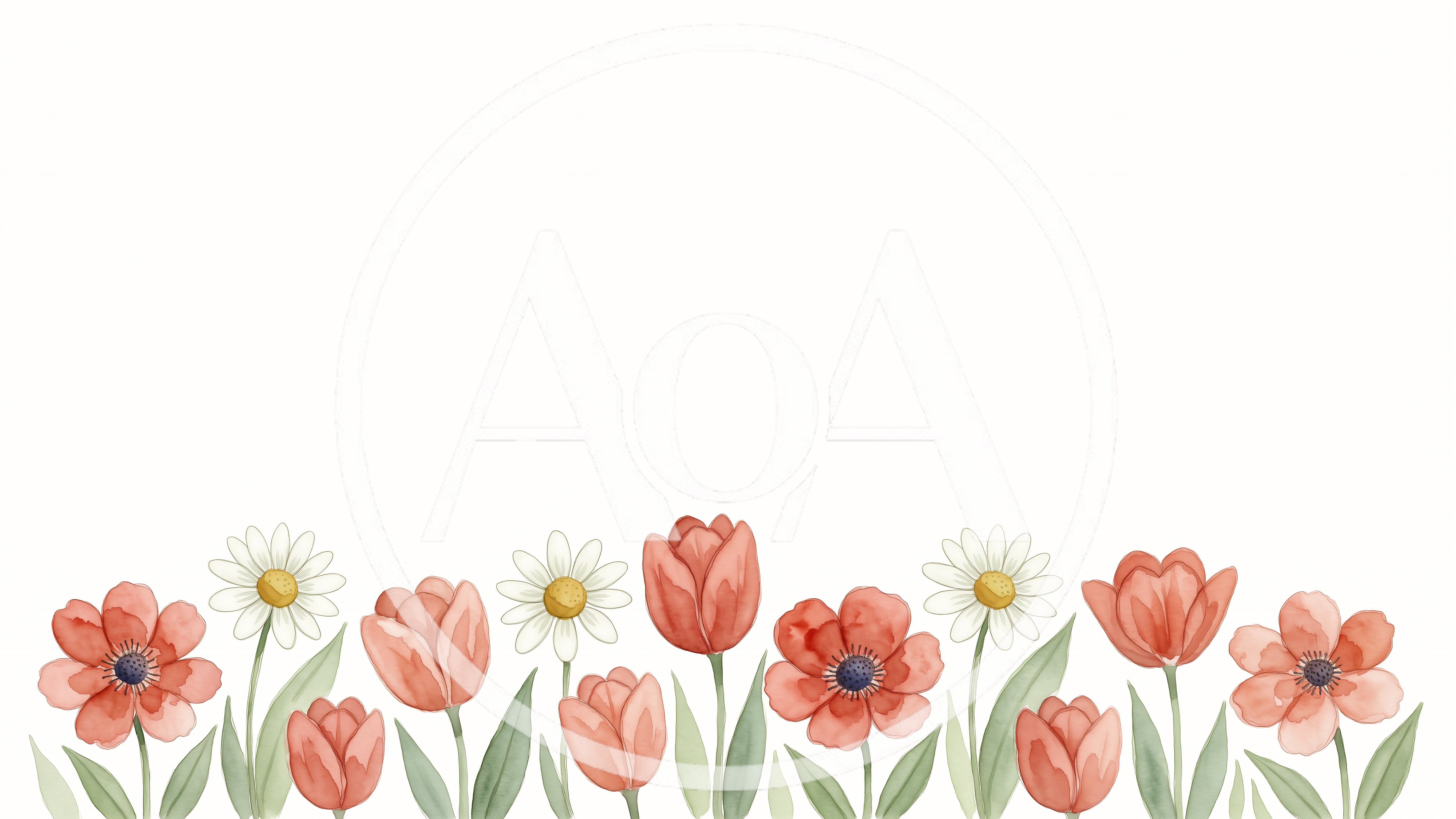 Watercolor Floral Border With Tulips And Daisies