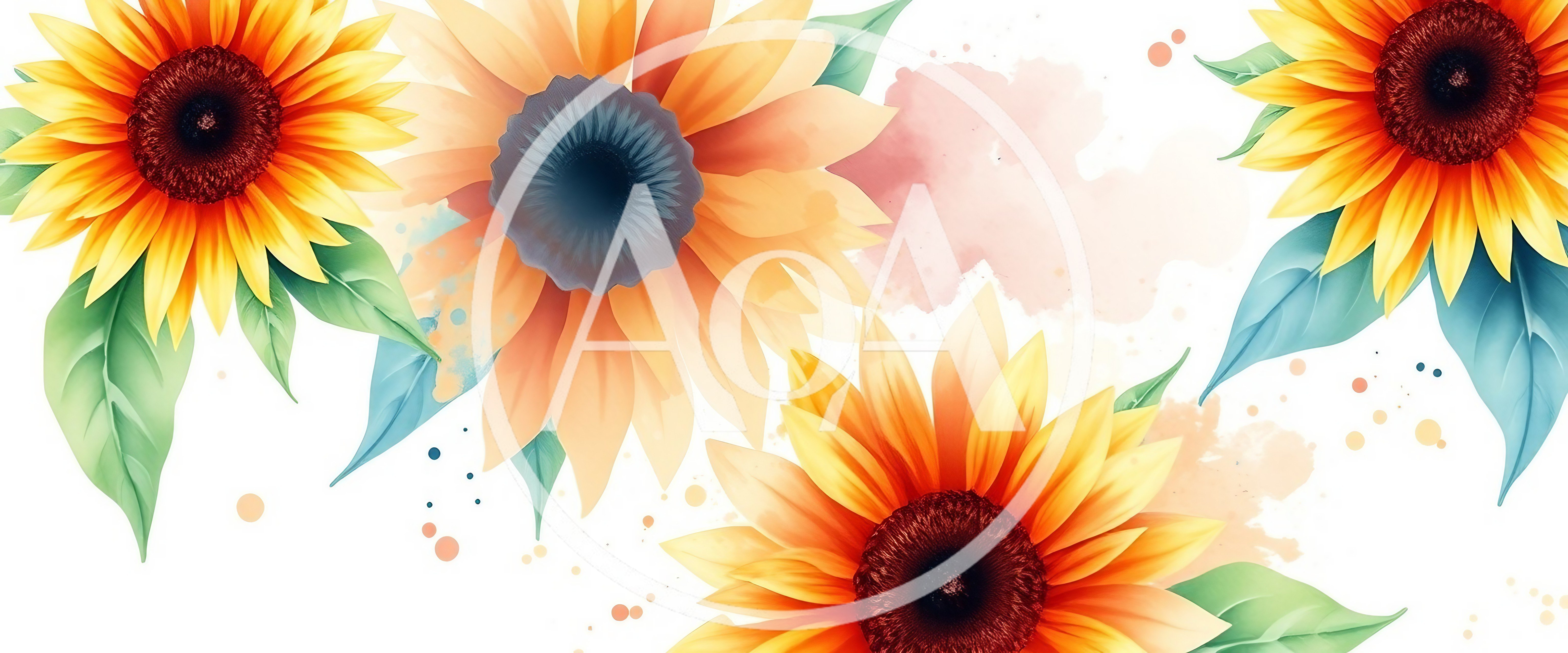 Watercolor Sunflower Floral Background Illustration