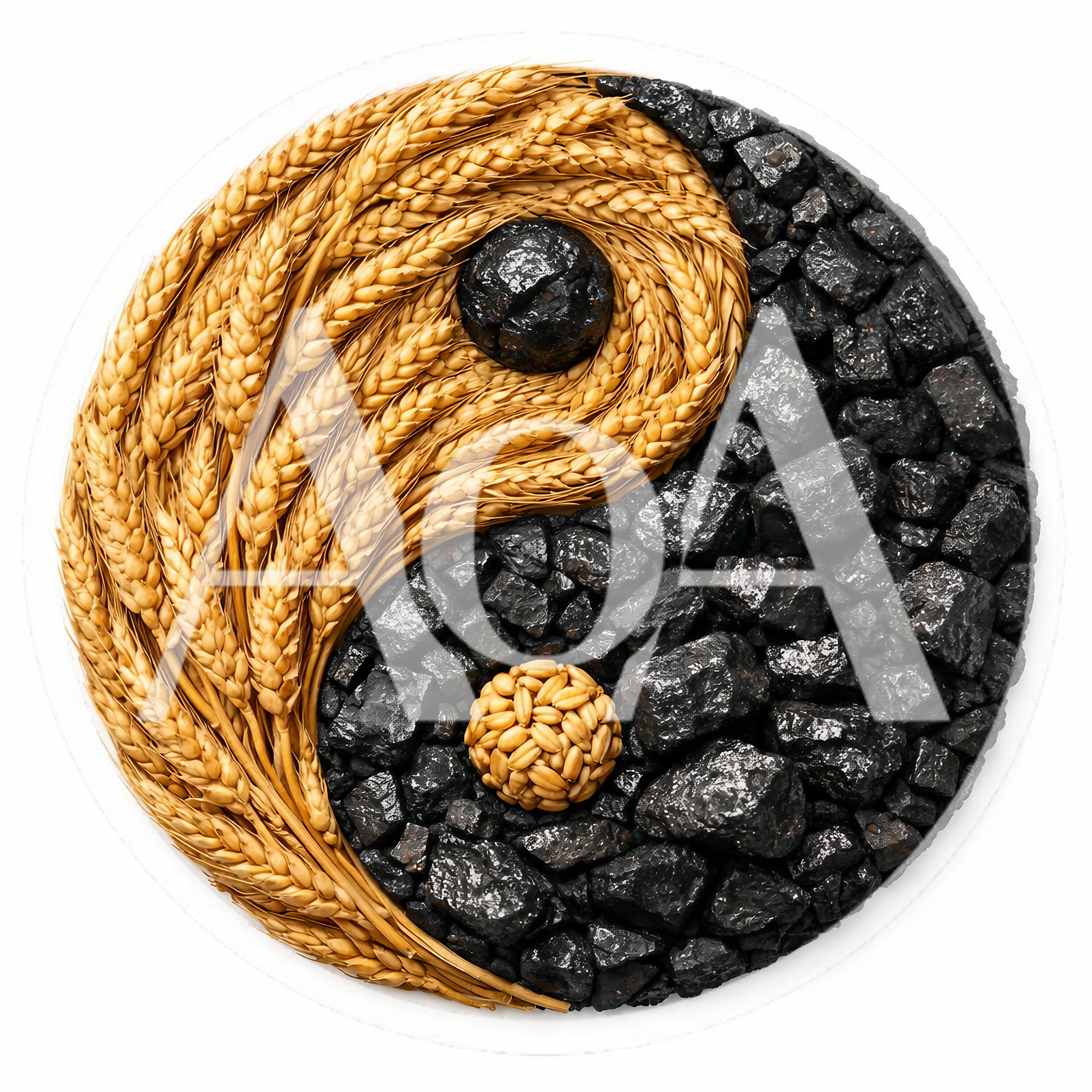 Yin Yang Symbol Made Of Wheat And Coal