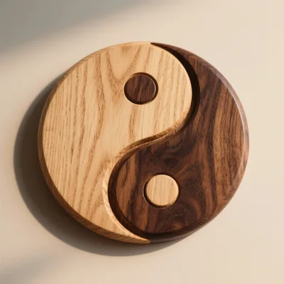 Wooden Yin Yang Symbol Decorative Wall Art