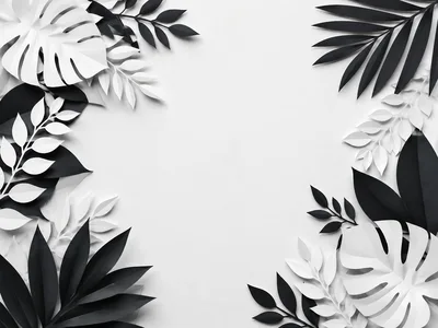 Black and White Paper Cutout Tropical Leaves
