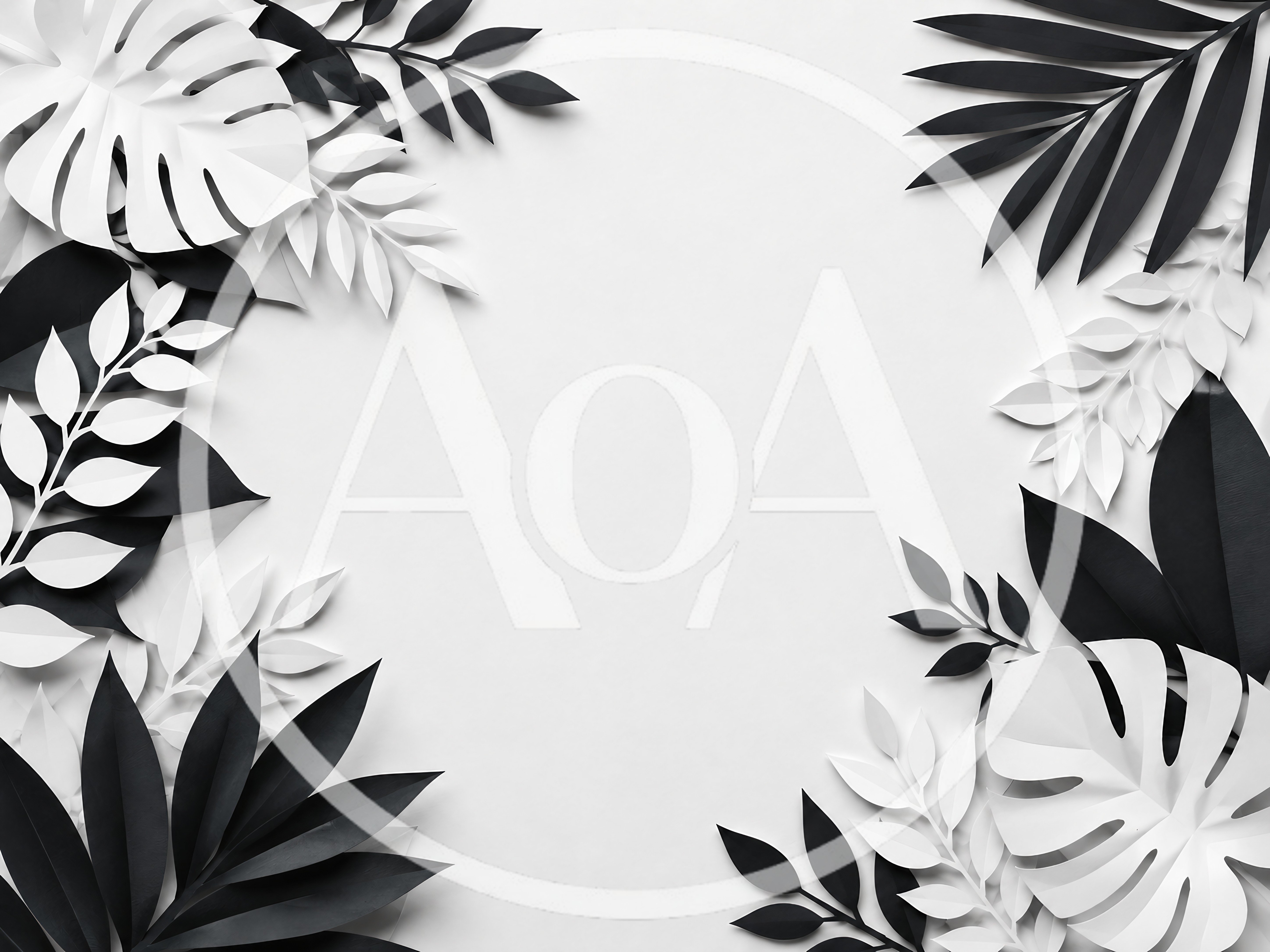 Black and White Paper Cutout Tropical Leaves