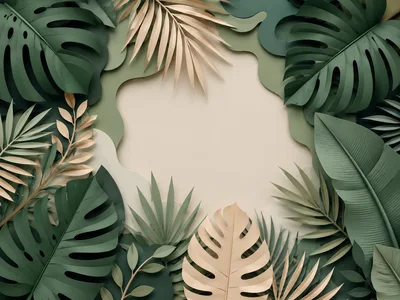 Paper Cutout Tropical Leaves Background