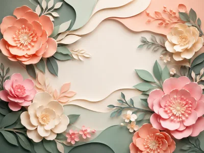Paper Cutout Floral Background With Pastel Flowers