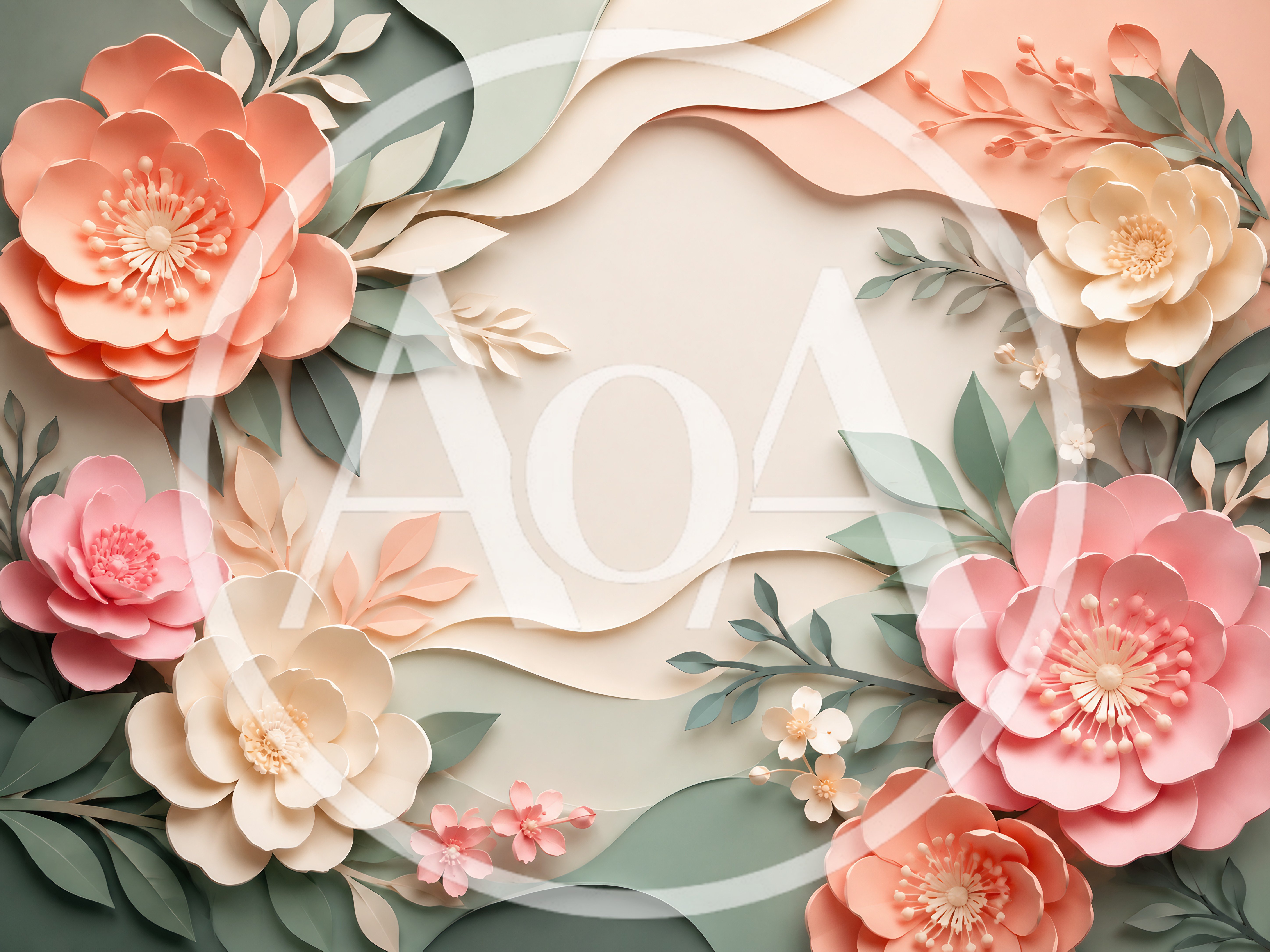 Paper Cutout Floral Background With Pastel Flowers