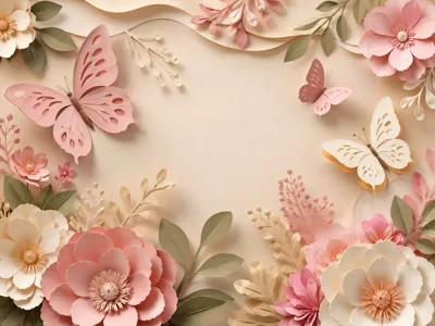 Paper Craft Floral Arrangement With Butterflies