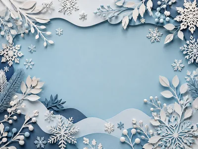 Paper Cutout Winter Holiday Background With Snowflakes