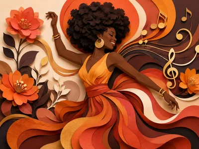 Paper Cutout Illustration Of A Dancing Woman