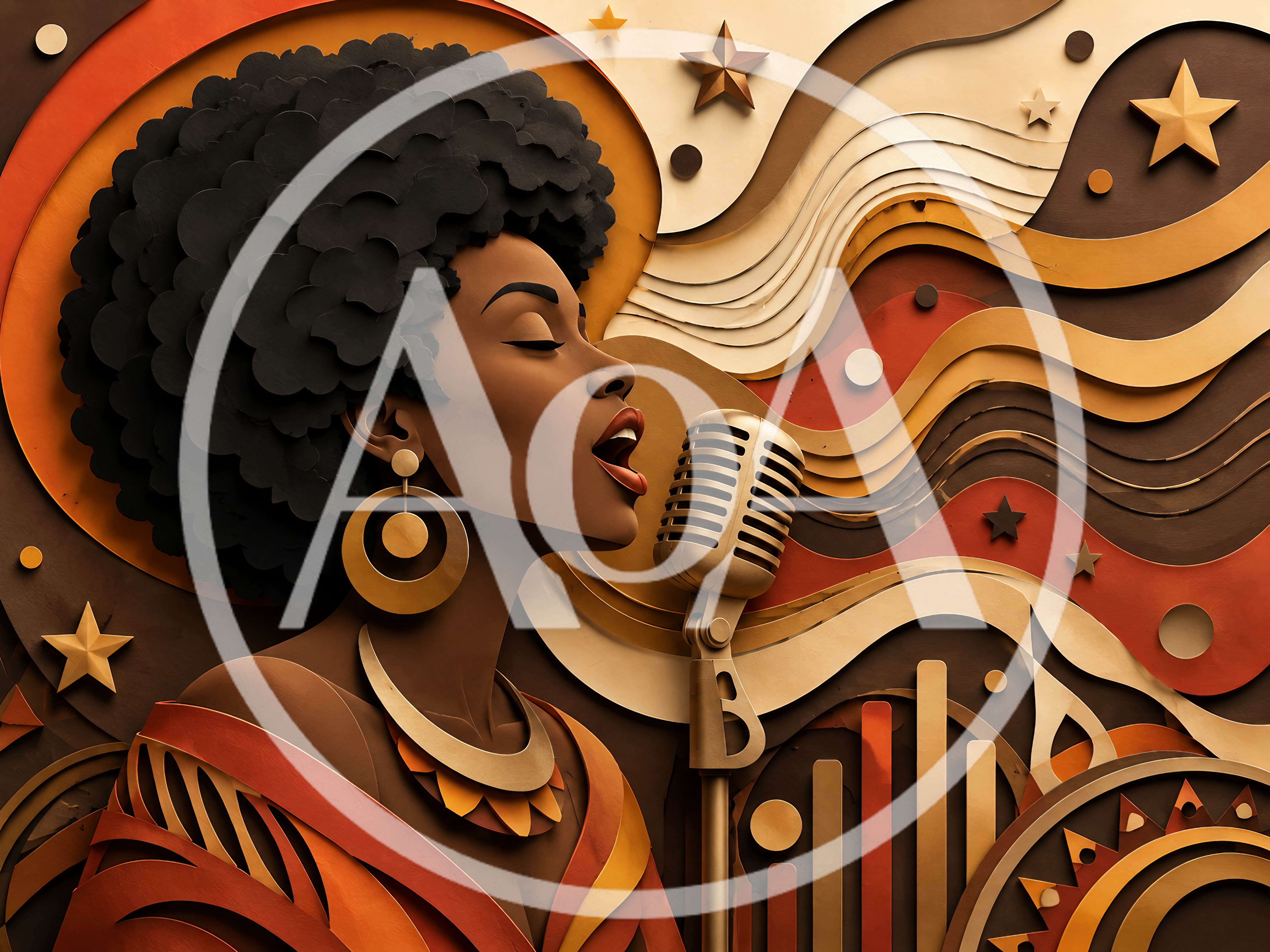 Paper Cutout Illustration Of A Soulful Jazz Singer