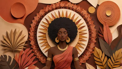 Abstract Paper Art Portrait Of A Meditating Woman