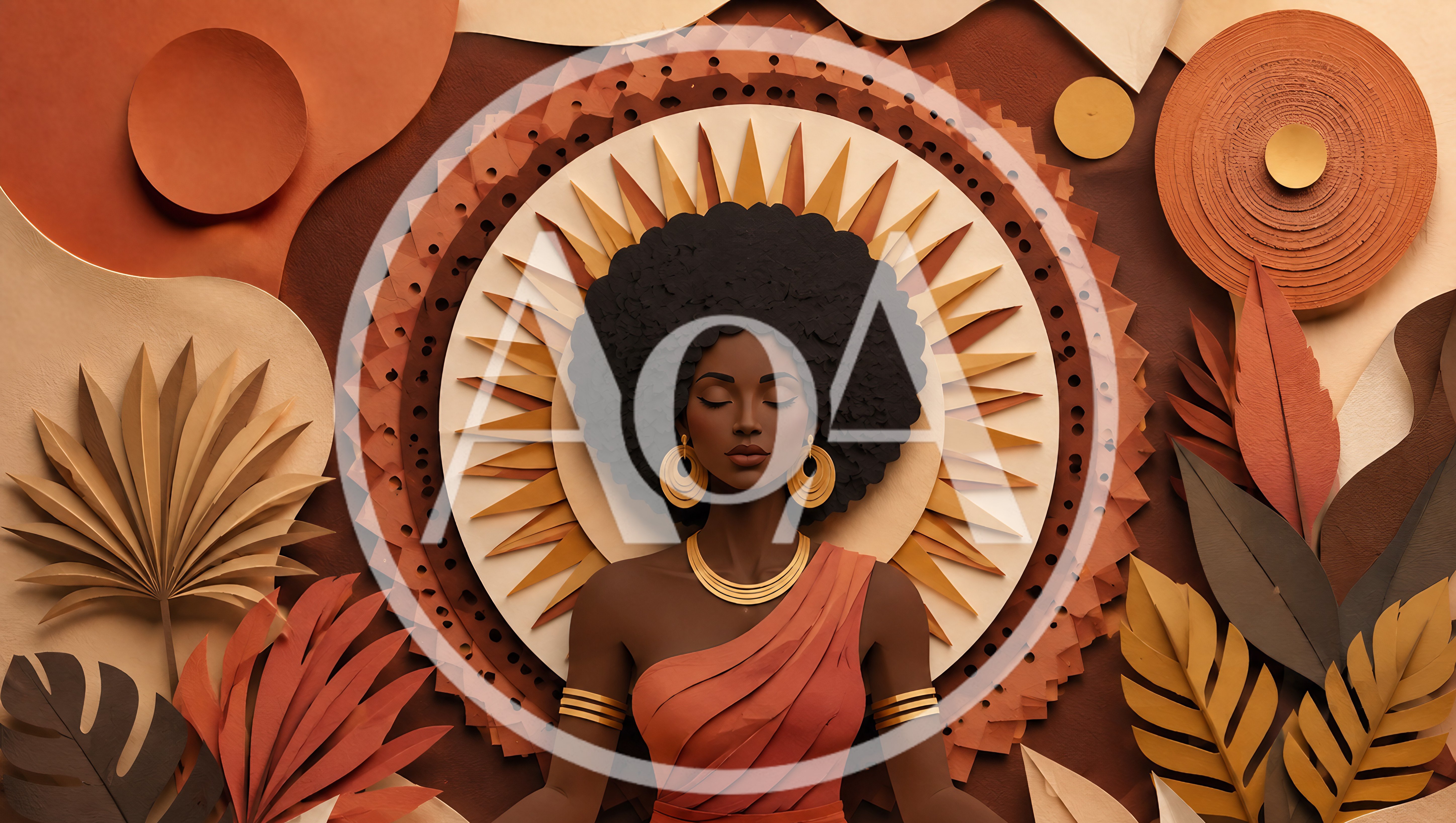 Abstract Paper Art Portrait Of A Meditating Woman