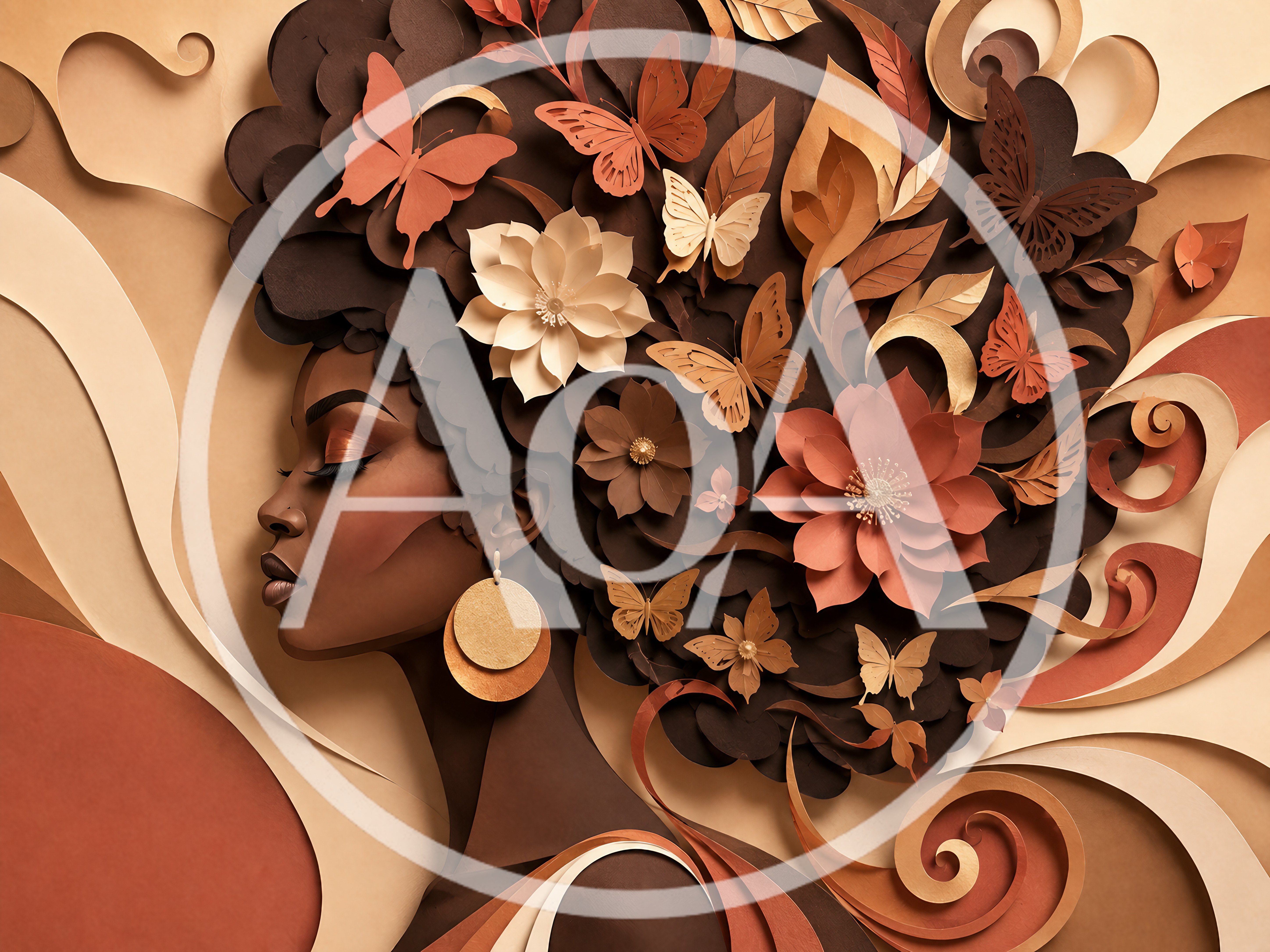 Paper Art Portrait of a Woman with Floral Hair