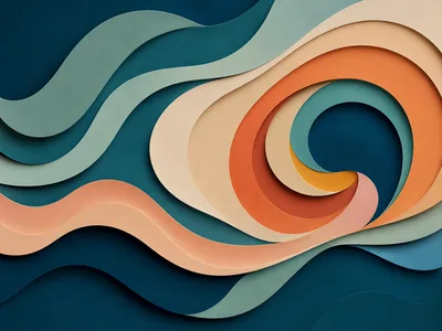 Abstract Paper Cutout Layers With Wavy Organic Shapes