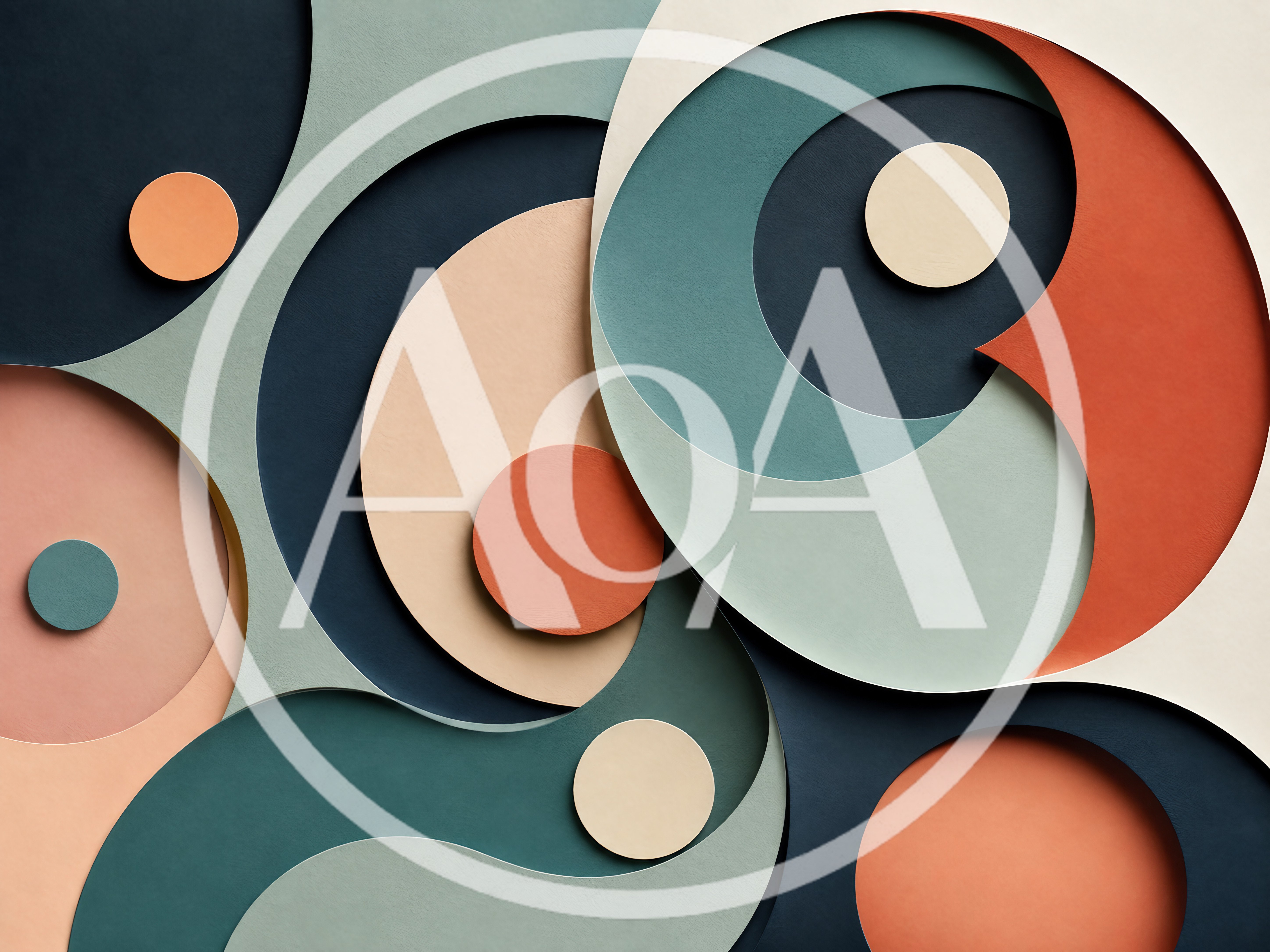 Abstract Geometric Paper Cutout Composition With Overlapping Circles