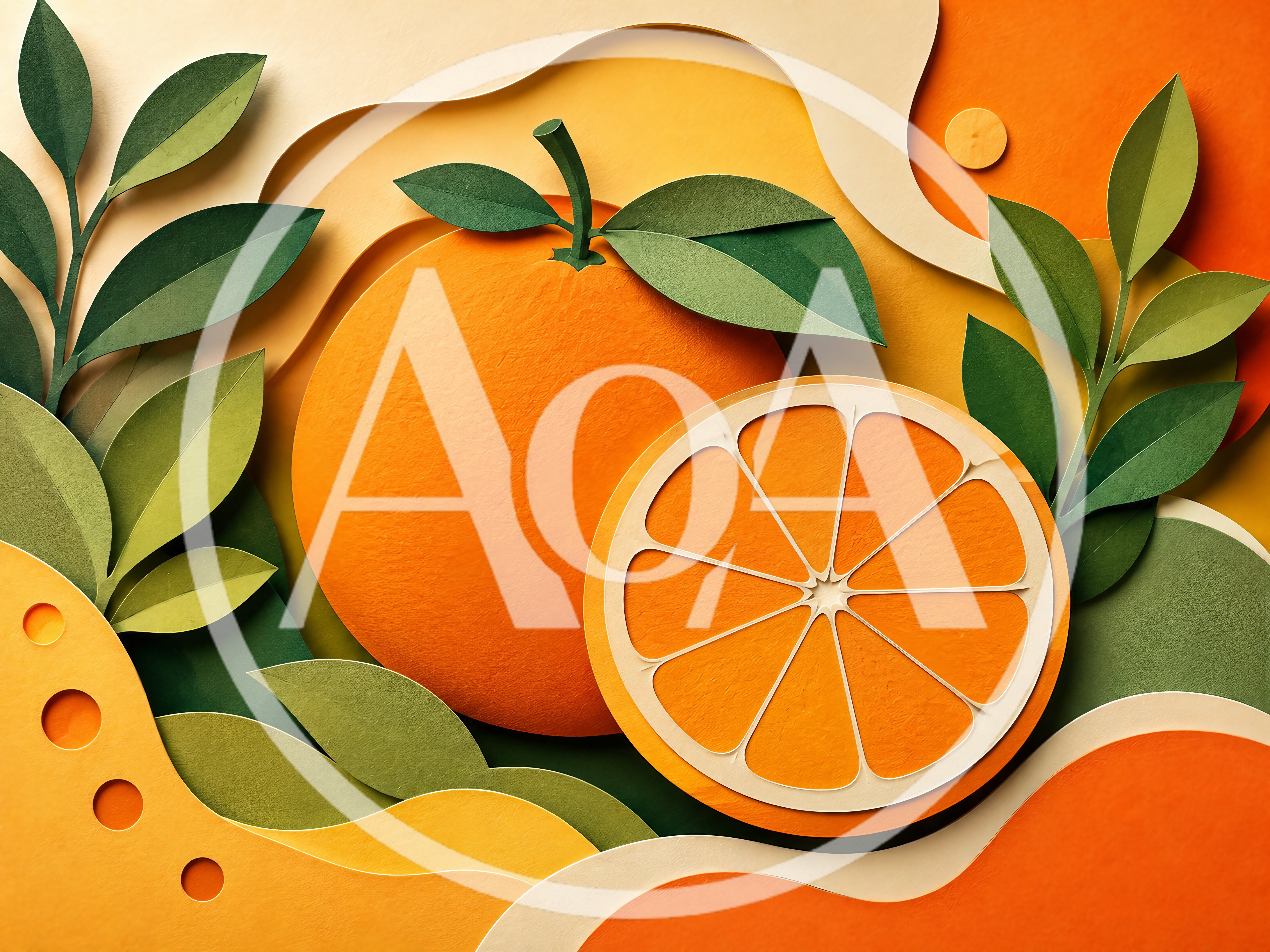 Paper Cutout Illustration Of Oranges And Leaves