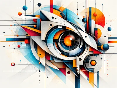 Abstract Geometric Eye Composition With Technical Elements