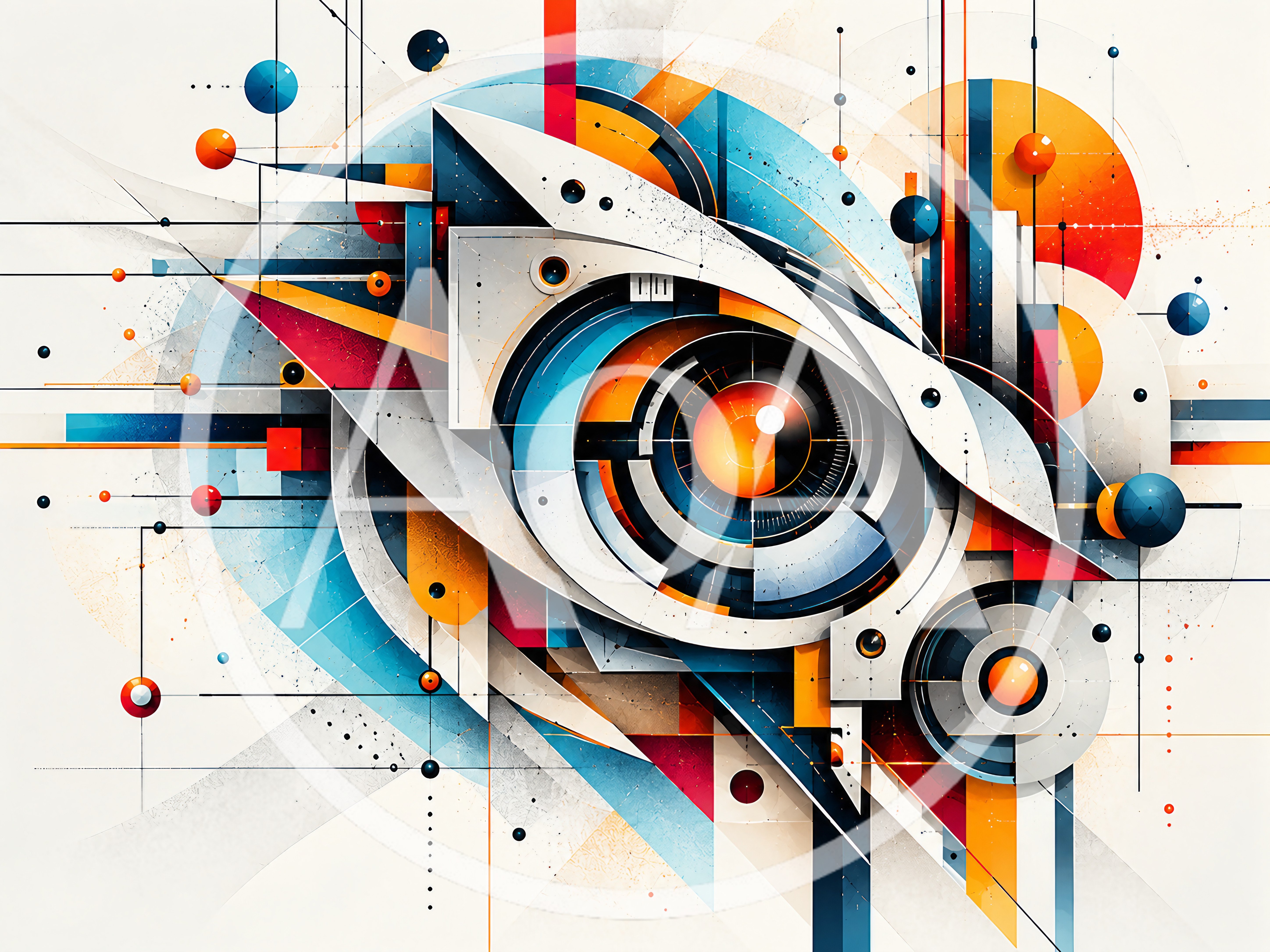 Abstract Geometric Eye Composition With Technical Elements