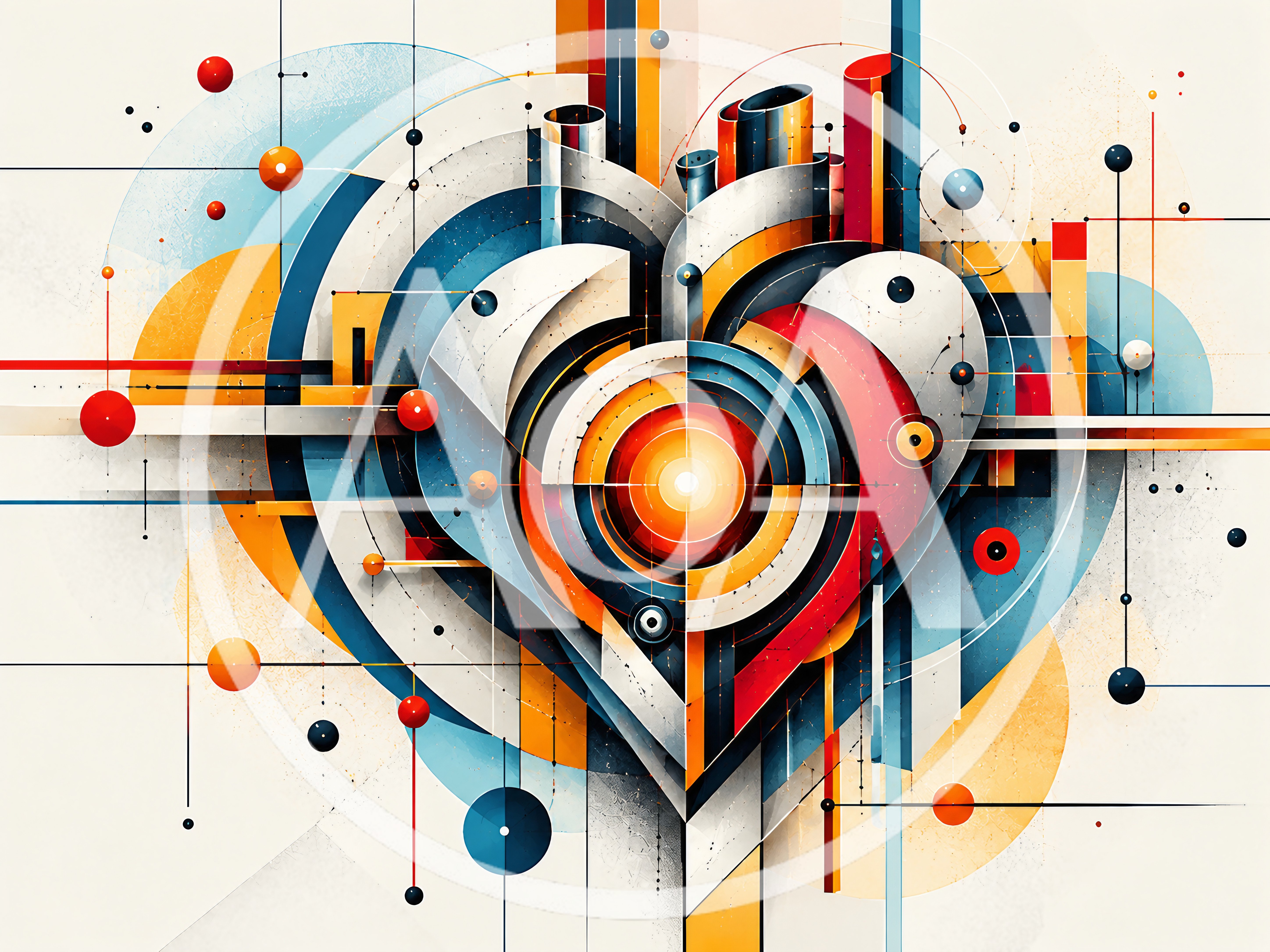 Abstract Geometric Heart Illustration With Technical Elements